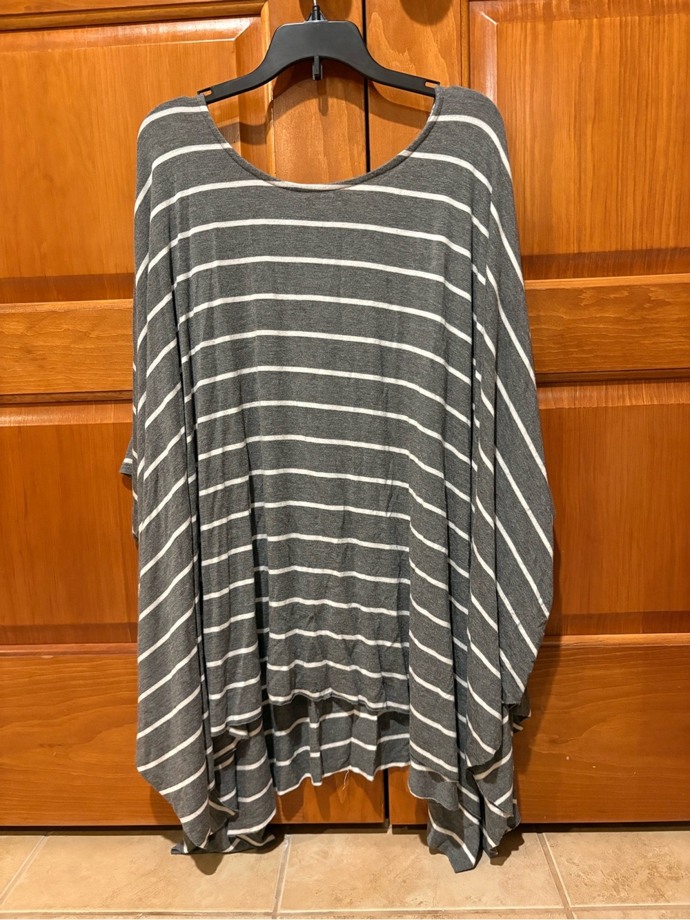 Relaxed Gray Stripe Women's Tunic Top